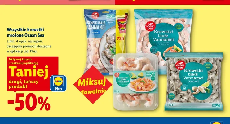 Krewetki białe Vannamei surowe Ocean Sea XXL promocja w Lidl
