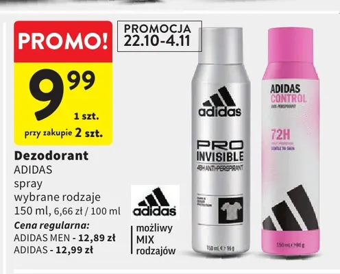 Dezodorant spray Adidas Pro Invisible Men promocja w Intermarche