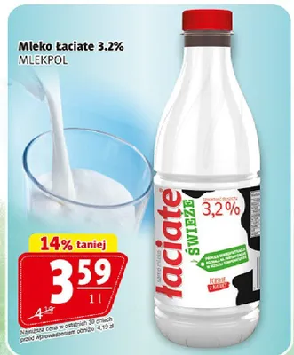 Mleko łaciate 3.2% Mlekpol promocja w Prim Market