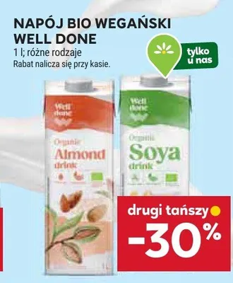 Napój bio wegański well done almond, soya promocja w Stokrotka