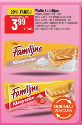 Wafle Familijne Klasyczne o smaku truskawkowo-śmietankowym promocja w POLOmarket