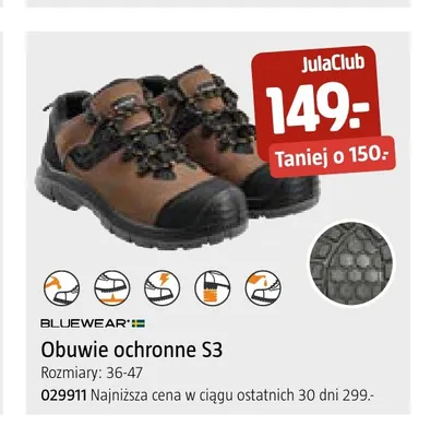 Obuwie ochronne S3 Bluewear promocja w Jula