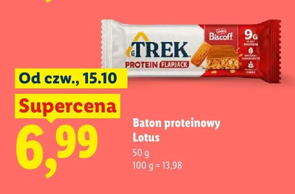 Baton proteinowy Trek Lotus Biscoff promocja w Lidl