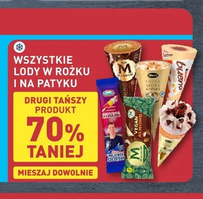 Lody w rożku i na patyku promocja w Aldi