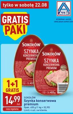 Szynka konserwowa premium Sokołów promocja w Aldi