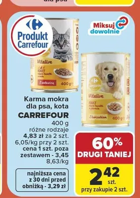 Karma mokra dla psa Carrefour Vitalive Kurczak promocja w Carrefour Market