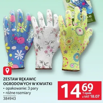 Zestaw rękawic ogrodowych w kwiatki - różne rozmiary promocja w Selgros