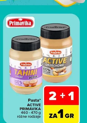 Pasta sezamowa Tahini jasne Primavika Active promocja w Carrefour Market