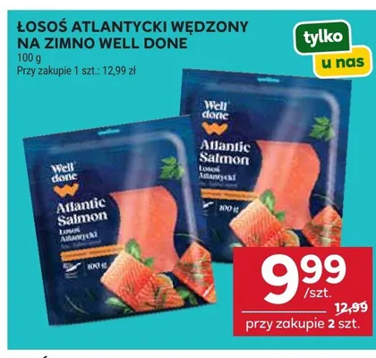 Łosoś atlantycki wędzony na zimno Well Done promocja w Stokrotka