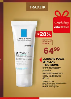 Effaclar H Iso-Biome krem nawilżający przeciw niedoskonałościom skóry trądzikowej La Roche-Posay promocja w Ziko Dermo