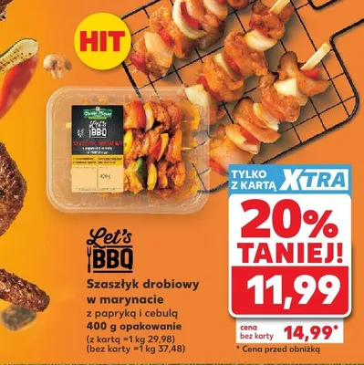 Szaszłyk drobiowy w marynacie z papryką i cebulą Let's BBQ promocja w Kaufland
