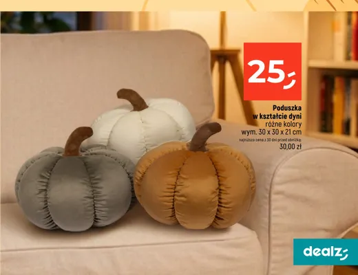 Poduszka w kształcie dyni 30x30x21 cm promocja w Dealz