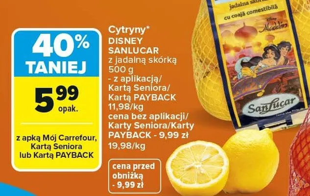 Cytryny z jadainą skórką Disney Sanlucar promocja w Carrefour