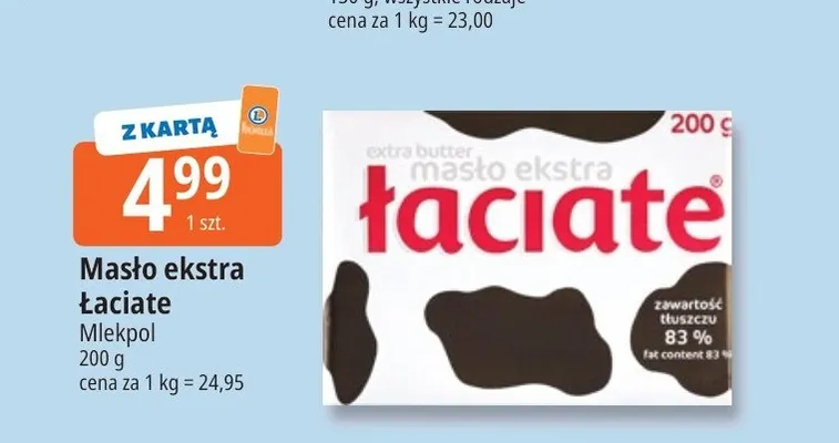 Masło ekstra Łaciate promocja w Leclerc