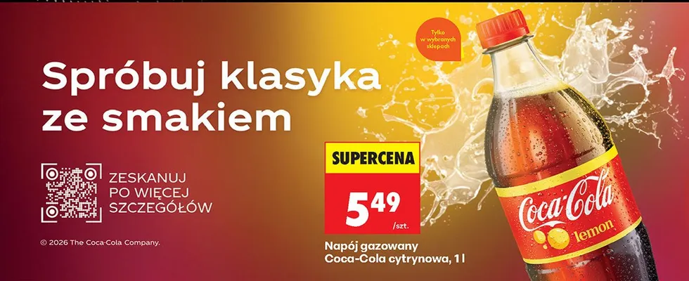 Napój gazowany Coca-Cola cytrynowa 1 l promocja w Biedronka