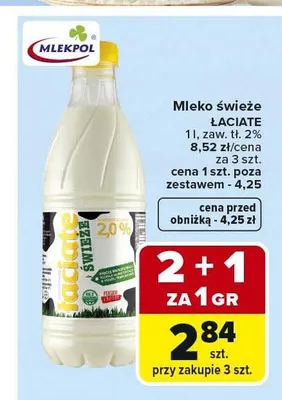 Mleko świeże Łaciate zaw. tł. 2% promocja w Carrefour Market