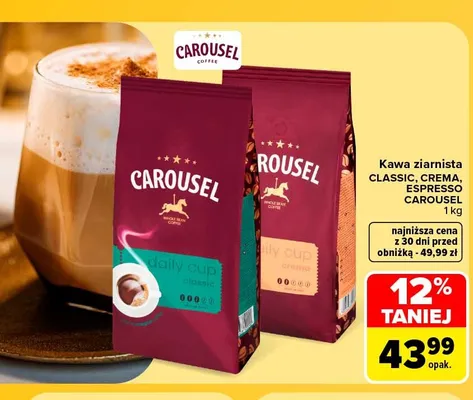 Kawa ziarnista Carousel Crema promocja w Carrefour
