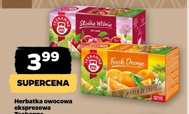 Herbatka owocowa ekspresowa Teekanne Słodka Wiśnia promocja w Netto