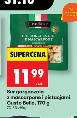 Ser gorgonzola z mascarpone i pistacjami Gusto Bello promocja w Biedronka