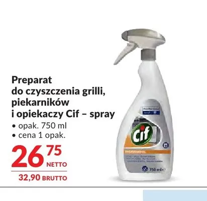 Preparat do czyszczenia grilli, piekarników i opiekaczy Cif spray promocja w Makro