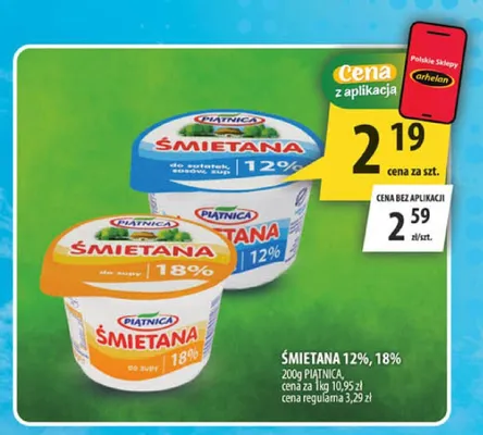 Śmietana 18% Piątnica promocja w Arhelan