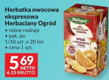 Herbatka owocowa ekspresowa Herbaciany Ogród różne rodzaje pak. po 1/10 szt. x 20 tor. promocja w Makro