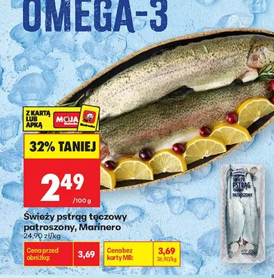 Świeży pstrąg tęczowy patroszony Marinero promocja w Biedronka