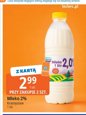 Mleko 2% Krasnystaw promocja w Leclerc