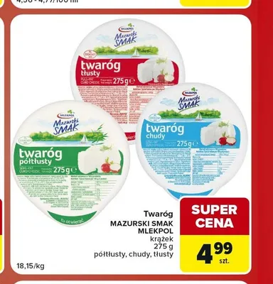Twaróg Mazurski Smak Mlekpol chudy promocja w Carrefour Market