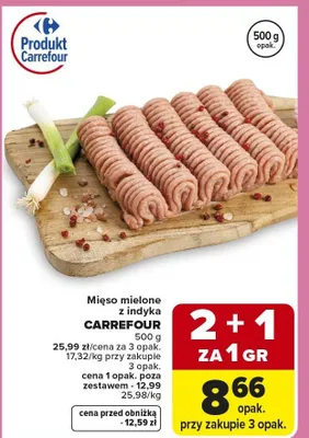 Mięso mielone z indyka promocja w Carrefour