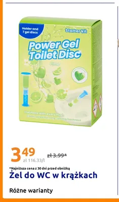 Żel do WC w krążkach Power Gel Toilet Disc Lime Starter Kit promocja w Action
