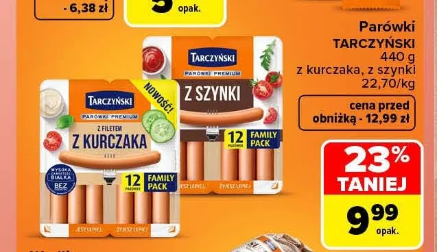 Parówki Tarczyński z kurczaka promocja w Carrefour