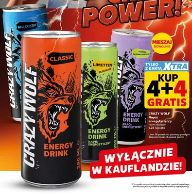 Napój energetyzujący Crazy Wolf Limonka promocja w Kaufland