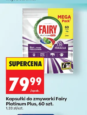 Kapsułki do zmywarki Fairy Platinum Plus 60-pak promocja w Biedronka