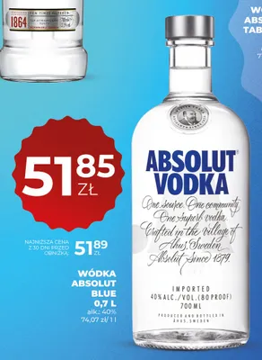 Wódka Absolut Blue promocja w Duży Ben