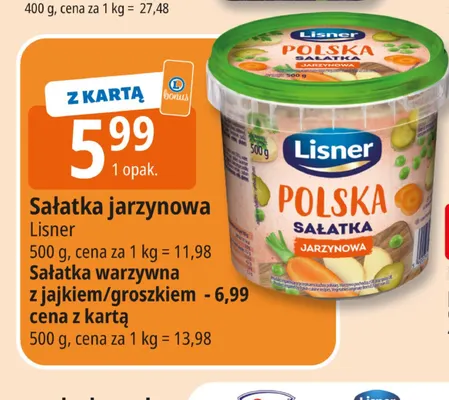 Sałatka warzywna z groszkiem Lisner promocja w Leclerc
