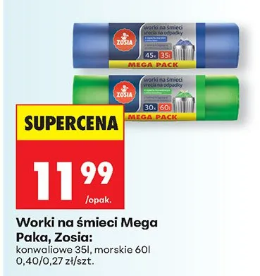 Worki na śmieci Mega Pack konwaliowe lub morskie promocja w Biedronka