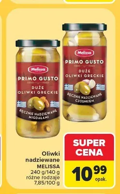 Oliwki greckie nadziewane migdałami Melissa Primo Gusto promocja w Carrefour Market