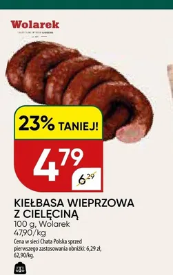 Kiełbasa wieprzowa z cielęciną Wolarek promocja w Chata Polska