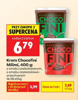 Krem Chocofini Milimi o smaku czekoladowym promocja w Biedronka