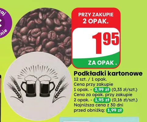 Podkładki kartonowe promocja w Dino