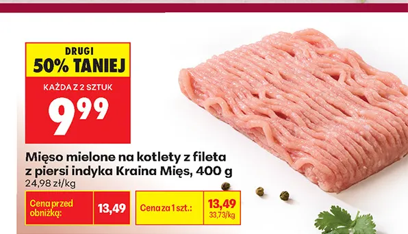 Mięso mielone na kotlety z fileta z piersi indyka Kraina Mięs promocja w Biedronka