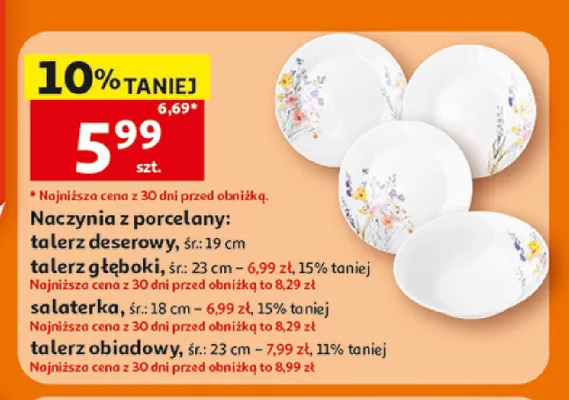 Talerz obiadowy z porcelany promocja w Auchan