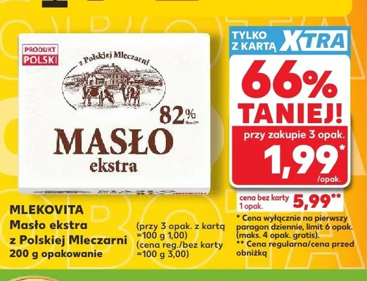 Masło ekstra Mlekovita z Polskiej Mleczarni promocja w Kaufland