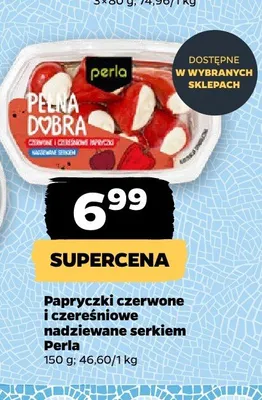 Papryczki czerwone i czereśniowe nadziewane serkiem Perla promocja w Netto