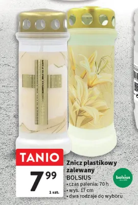 Znicz plastikowy zalewany BOLSIUS promocja w Intermarche
