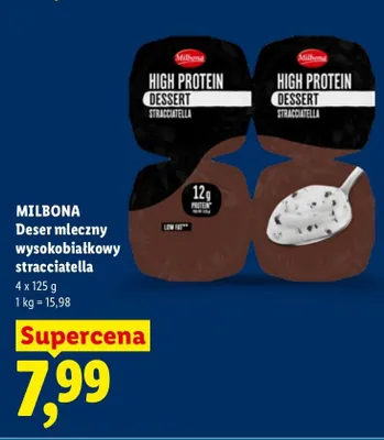 Deser mleczny wysokobiałkowy stracciatella Milbona 4-pak promocja w Lidl