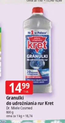 Granulki do udrożniania rur Kret promocja w Leclerc