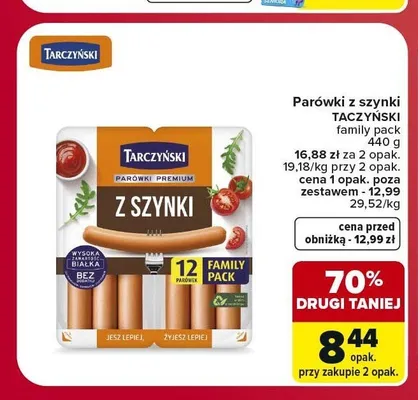 Parówki z szynki Tarczyński Family Pack promocja w Carrefour Market