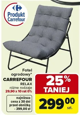 Fotel ogrodowy Carrefour Relax różne rodzaje promocja w Carrefour